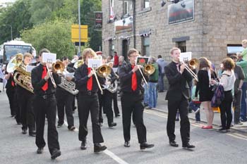 ULMS Brass Band at the Whit Friday Marches in Saddleworth last year