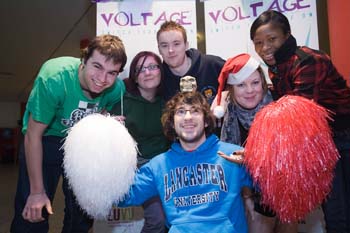 One of the student teams use pom poms to create Santa's Grotto